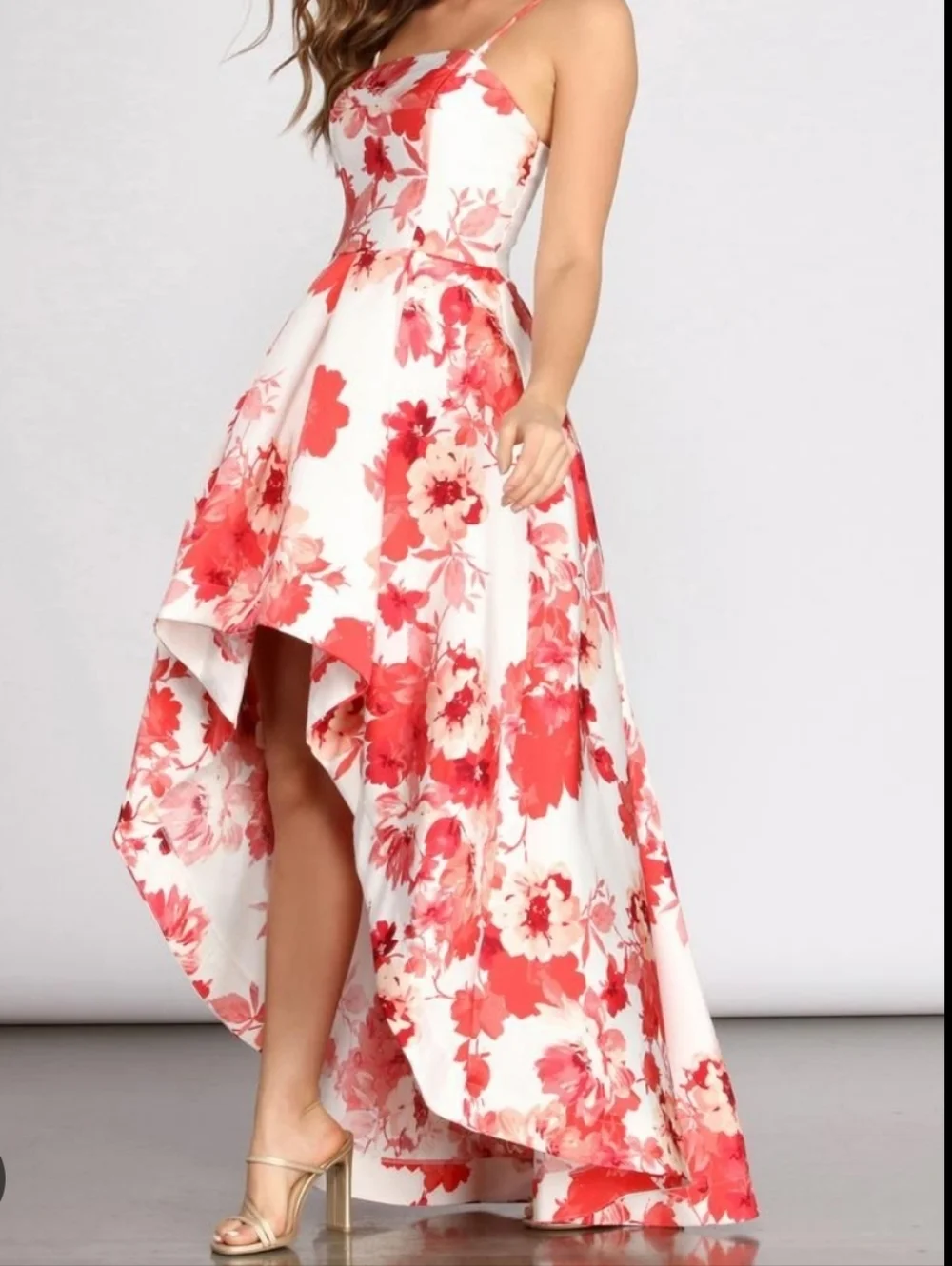 Xtraordinary Windsor Reds Floral High-Low Dress with Red Print Sz 5 Prom - Picture 4 of 16